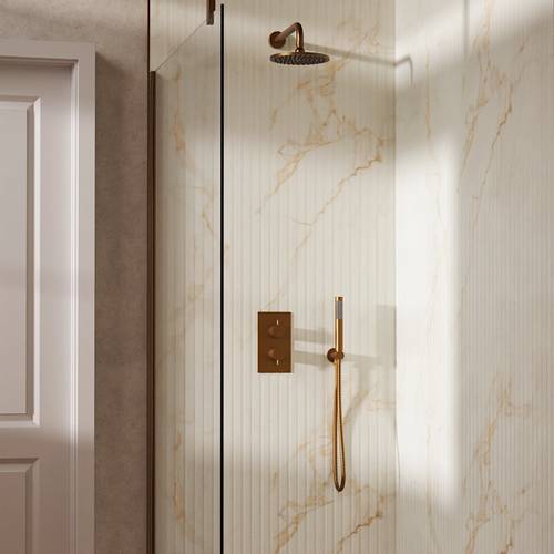 Example image of Crosswater MPRO Design Shower Set 3,  200mm Head & Handset (Brushed Bronze).