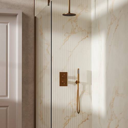 Example image of Crosswater MPRO Design Shower Set 3,  200mm Head & Handset (Brushed Bronze).