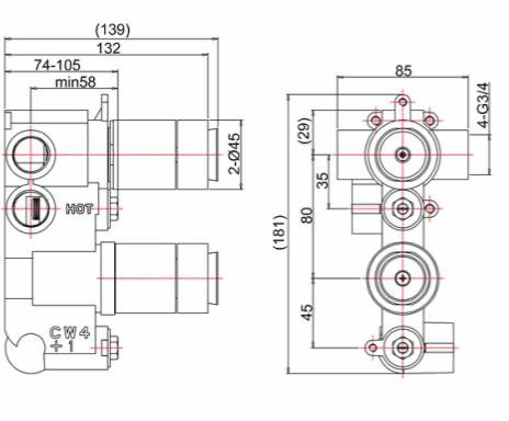 Technical image of Crosswater MPRO Design Shower Set 3,  200mm Head & Handset (Brushed Bronze).