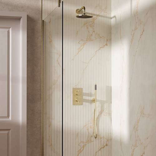 Example image of Crosswater MPRO Design Shower Set 3,  200mm Head & Handset (Brushed Brass).