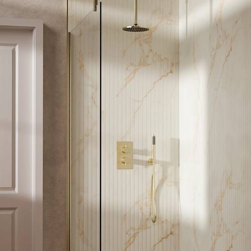 Example image of Crosswater MPRO Design Shower Set 3,  200mm Head & Handset (Brushed Brass).