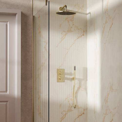 Example image of Crosswater MPRO Design Shower Set 3,  300mm Head & Handset (Brushed Brass).