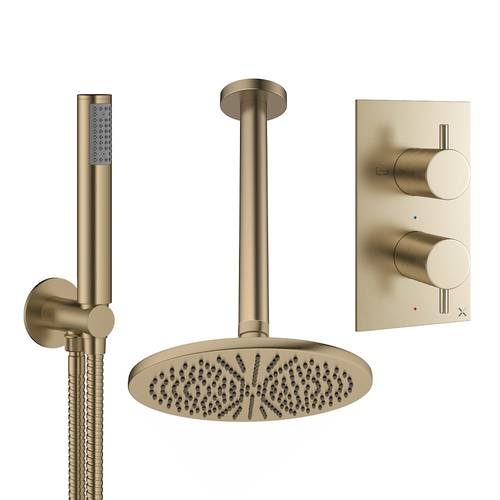 Larger image of Crosswater MPRO Design Shower Set 3,  300mm Head & Handset (Brushed Brass).
