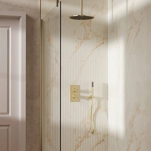 Example image of Crosswater MPRO Design Shower Set 3,  300mm Head & Handset (Brushed Brass).