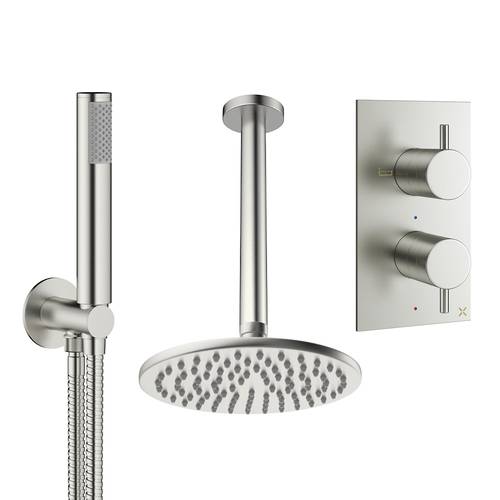 Larger image of Crosswater MPRO Design Shower Set 3,  200mm Head & Handset (Brushed Nickel).