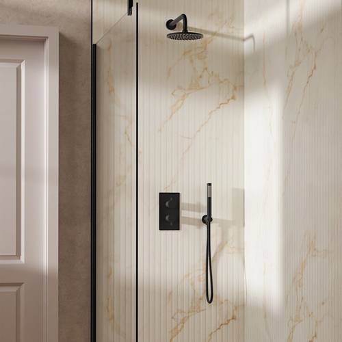 Example image of Crosswater MPRO Design Shower Set 3,  200mm Head & Handset (Matt Black).