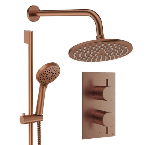 Larger image of Crosswater MPRO Design Shower Set 4, 200mm Wall Head & Slide Rail (Brushed Bronze).