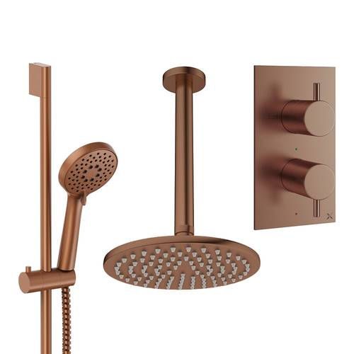 Larger image of Crosswater MPRO Design Shower Set 4,  200mm Ceiling Head & Slide Rail (Brushed Bronze).