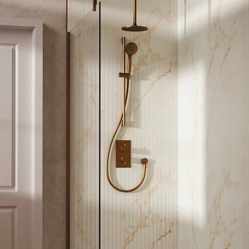 Example image of Crosswater MPRO Design Shower Set 4,  200mm Ceiling Head & Slide Rail (Brushed Bronze).