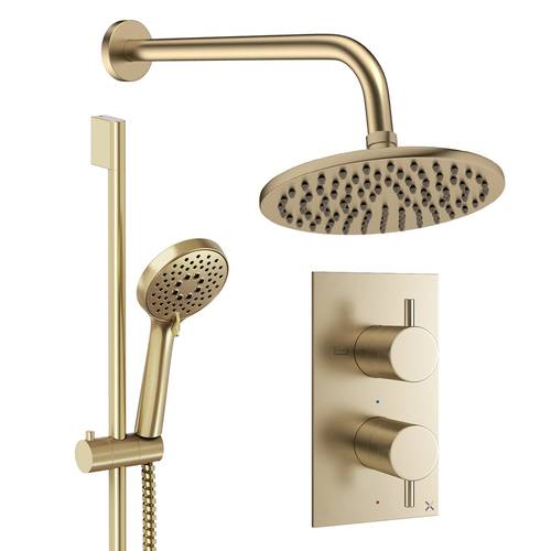 Larger image of Crosswater MPRO Design Shower Set 4, 200mm Wall Head & Slide Rail (Brushed Brass).