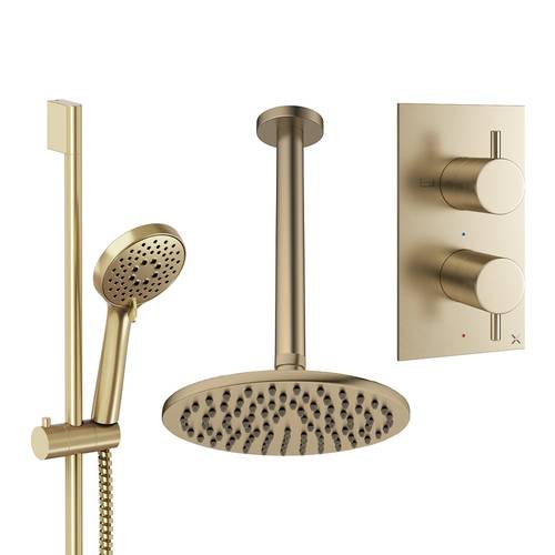 Larger image of Crosswater MPRO Design Shower Set 4,  200mm Ceiling Head & Slide Rail (Brushed Brass).