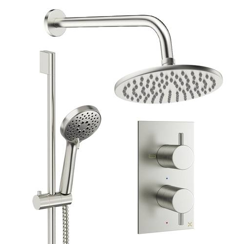 Larger image of Crosswater MPRO Design Shower Set 4, 200mm Wall Head & Slide Rail (Brushed Nickel).