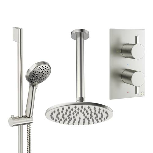Larger image of Crosswater MPRO Design Shower Set 4,  200mm Ceiling Head & Slide Rail (Brushed Nickel).
