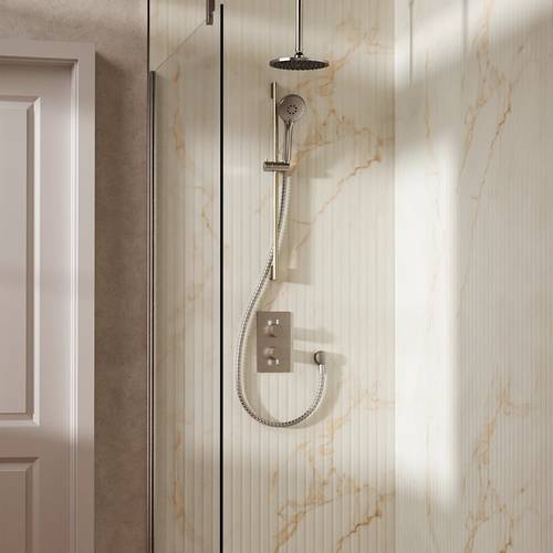 Example image of Crosswater MPRO Design Shower Set 4,  200mm Ceiling Head & Slide Rail (Brushed Nickel).