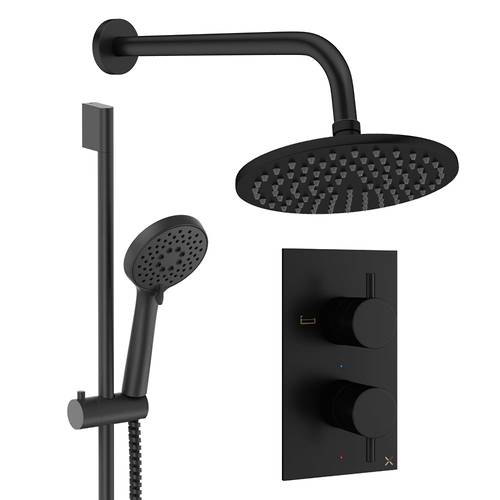 Larger image of Crosswater MPRO Design Shower Set 4, 200mm Wall Head & Slide Rail (Matt Black).