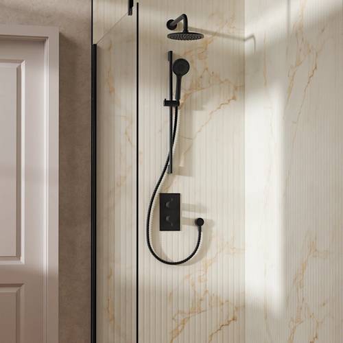 Example image of Crosswater MPRO Design Shower Set 4, 200mm Wall Head & Slide Rail (Matt Black).