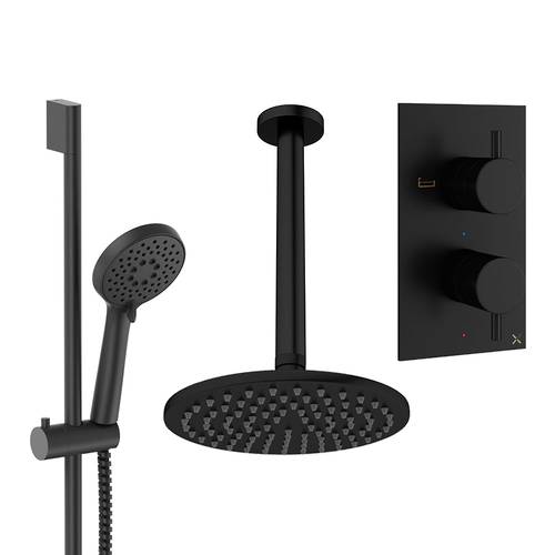 Larger image of Crosswater MPRO Design Shower Set 4,  200mm Ceiling Head & Slide Rail (Matt Black).