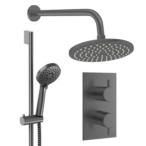 Larger image of Crosswater MPRO Design Shower Set 4, 200mm Wall Head & Slide Rail (Slate).