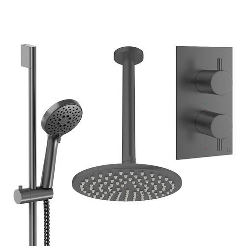 Larger image of Crosswater MPRO Design Shower Set 4,  200mm Ceiling Head & Slide Rail (Slate).