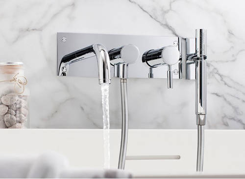 Example image of Crosswater Design Wall Mounted Basin & BSM Tap Pack (Chrome).