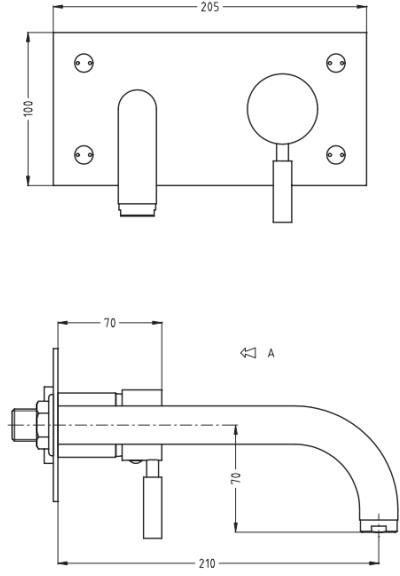 Technical image of Crosswater Design Wall Mounted Basin & BSM Tap Pack (Chrome).