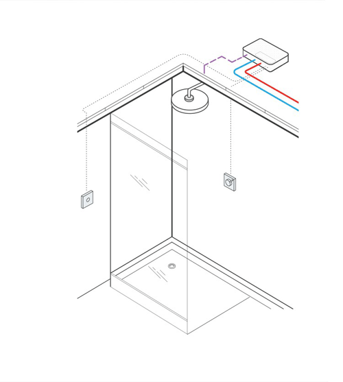 Technical image of Crosswater Kai Lever Showers Dual Digital Shower, Head & Rail Kit (HP)