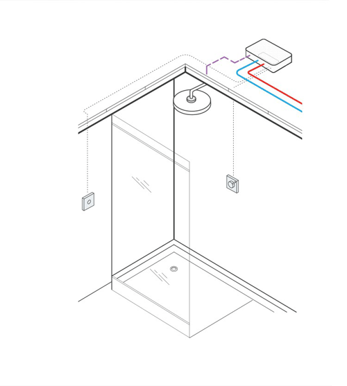 Technical image of Crosswater Kai Lever Showers Dual Digital Shower, Head & Rail Kit (LP)