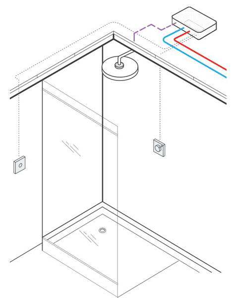 Technical image of Crosswater Kai Lever Showers Digital Shower Remote Control.