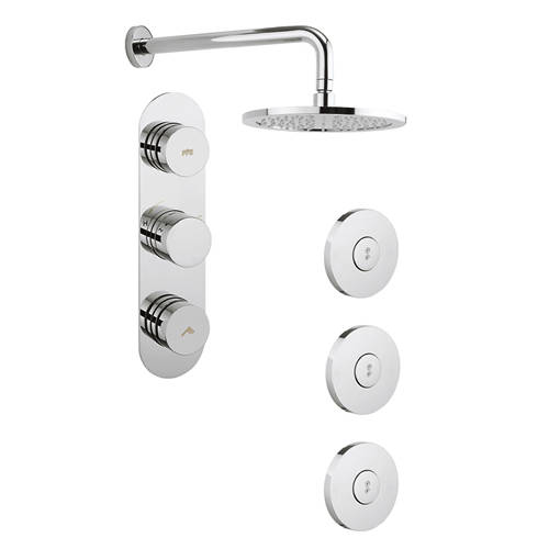 Larger image of Crosswater Dial Central Thermostatic Shower Valve With Head & Jets (2 Outlets)