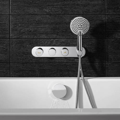 Example image of Crosswater Dial Central Thermostatic Shower & Bath Valve, Handset & Filler.