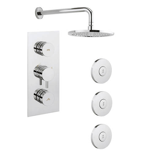 Larger image of Crosswater Dial Kai Thermostatic Shower Valve With Head & Jets (2 Outlets)