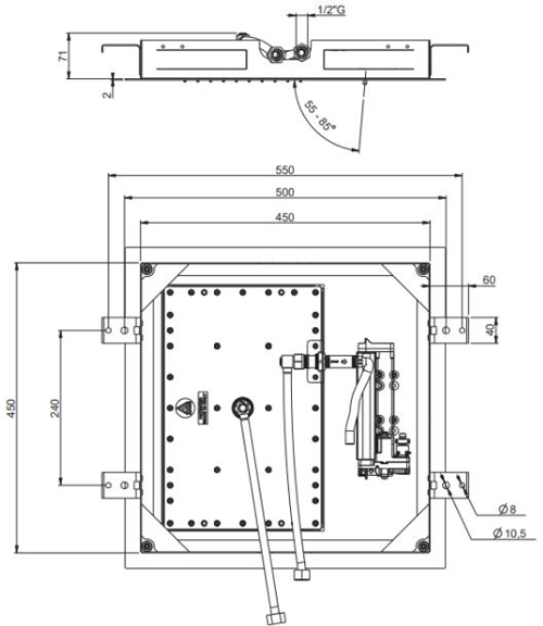 Technical image of Crosswater Revive Wave Flow Shower Head 500x500 (2 Mode, Stainless Steel).