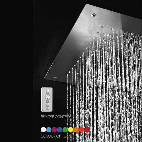 Larger image of Crosswater Illuminated Ceiling Mounted Square LED Shower Head 380x380mm.