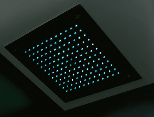Example image of Crosswater Illuminated Ceiling Mounted Square LED Shower Head 380x380mm.