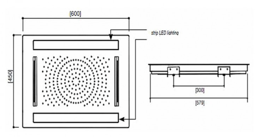Technical image of Crosswater Illuminated Rio Revive Shower Head & LED Lights (600x400mm).
