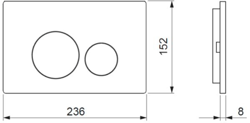 Technical image of Crosswater Central Flush Plate With Dual Buttons (Ice White Glass).