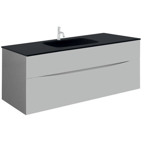 Larger image of Crosswater Glide II Vanity Unit With Black Glass Basin (1000mm, Storm Grey, 1TH).