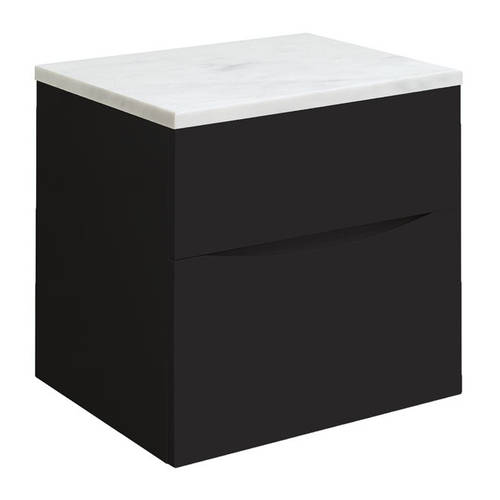 Larger image of Crosswater Glide II Vanity Unit With Marble Worktop (500mm, Matt Black).