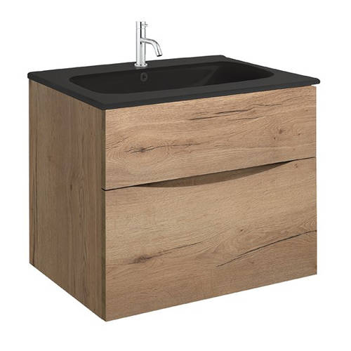 Example image of Crosswater Glide II Vanity Unit With Black Glass Basin (700mm, Windsor Oak, 1TH)