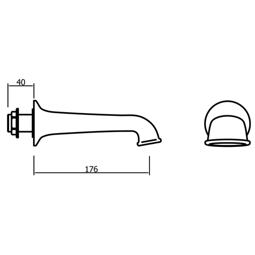 Technical image of Crosswater Belgravia Traditional Bath Filler Spout (Nickel).
