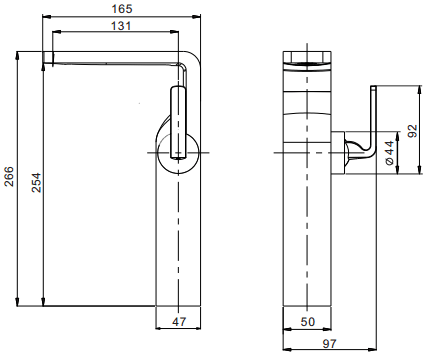 Technical image of Crosswater KH Zero 1 Tall Basin Mixer Tap With Lever Handle (Chrome).