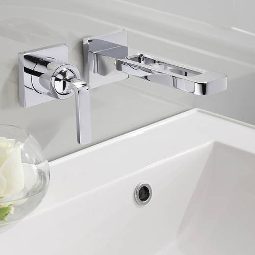 Example image of Crosswater KH Zero 1 Wall Mounted Basin Mixer Tap With Lever Handle.