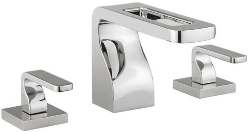 Larger image of Crosswater KH Zero 1 3 Hole Basin Mixer Tap With Lever Handles (Chrome).