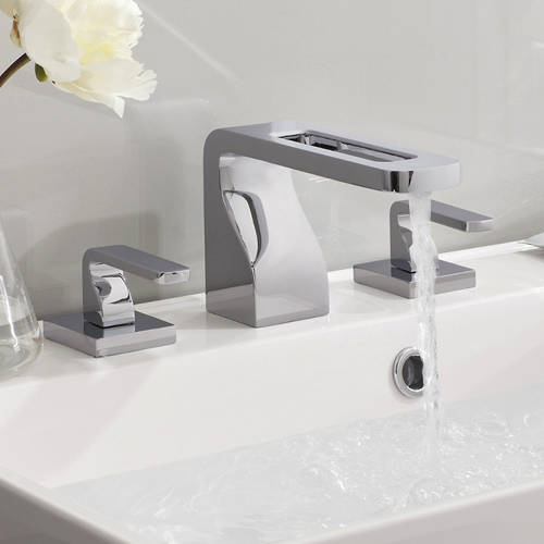 Example image of Crosswater KH Zero 1 3 Hole Basin Mixer Tap With Lever Handles (Chrome).