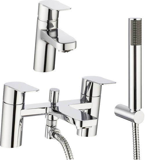 Larger image of Crosswater KH Zero 6 Basin & Bath Shower Mixer Tap Pack With Kit (Chrome).