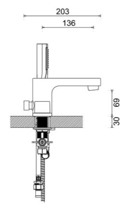 Technical image of Crosswater Planet 4 Hole Bath Shower Mixer Tap With Kit (Chrome).