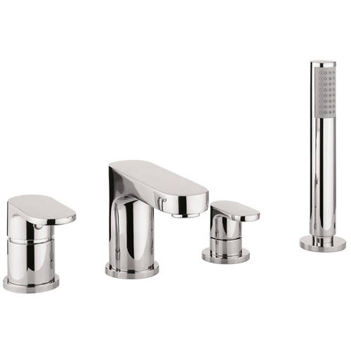 Larger image of Crosswater Style 4 Hole Bath Shower Mixer Tap With Kit (Chrome).