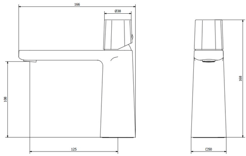 Technical image of Crosswater Marvel Basin Mixer Tap (Matt Black).