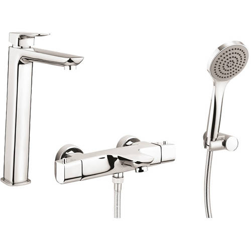 Larger image of Crosswater North Tall Basin & Wall Mounted BSM Tap Pack & Kit (Chrome).