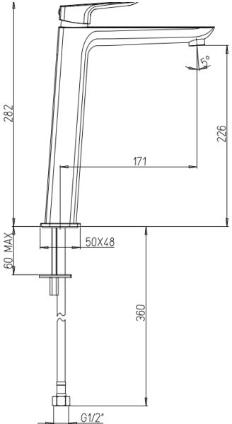 Technical image of Crosswater North Tall Basin & Wall Mounted BSM Tap Pack & Kit (Chrome).